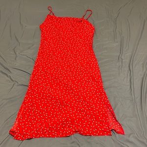 Red Flower Cowl Neck Dress